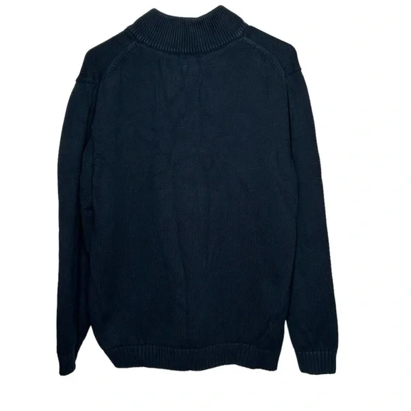 Ll Bean Men’s 1/4 Zip Pullover Navy Blue Sweater Large Cotton - Picture 3 of 3